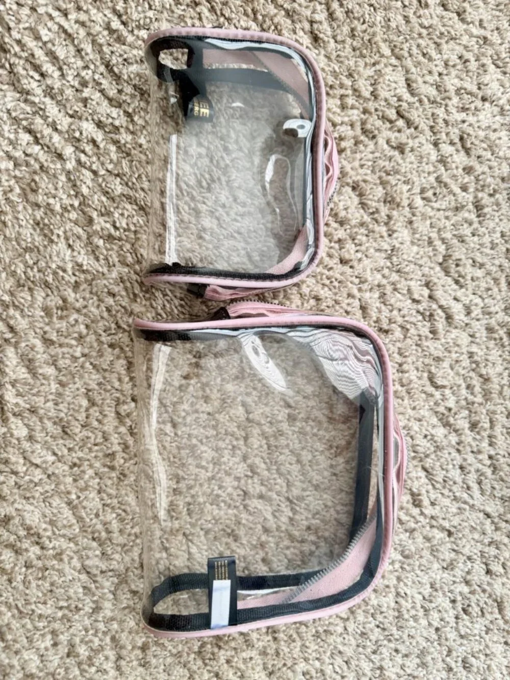 Aimee Kestenberg Pink Trim Clear Travel Bag Set (3 pouches)